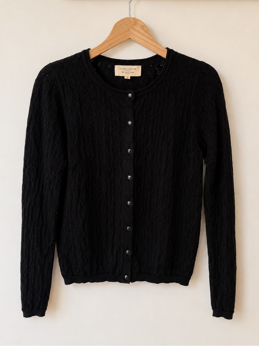 Sézane Black Philippe 100% Cotton Knit Cardigan - Picture 4 of 14